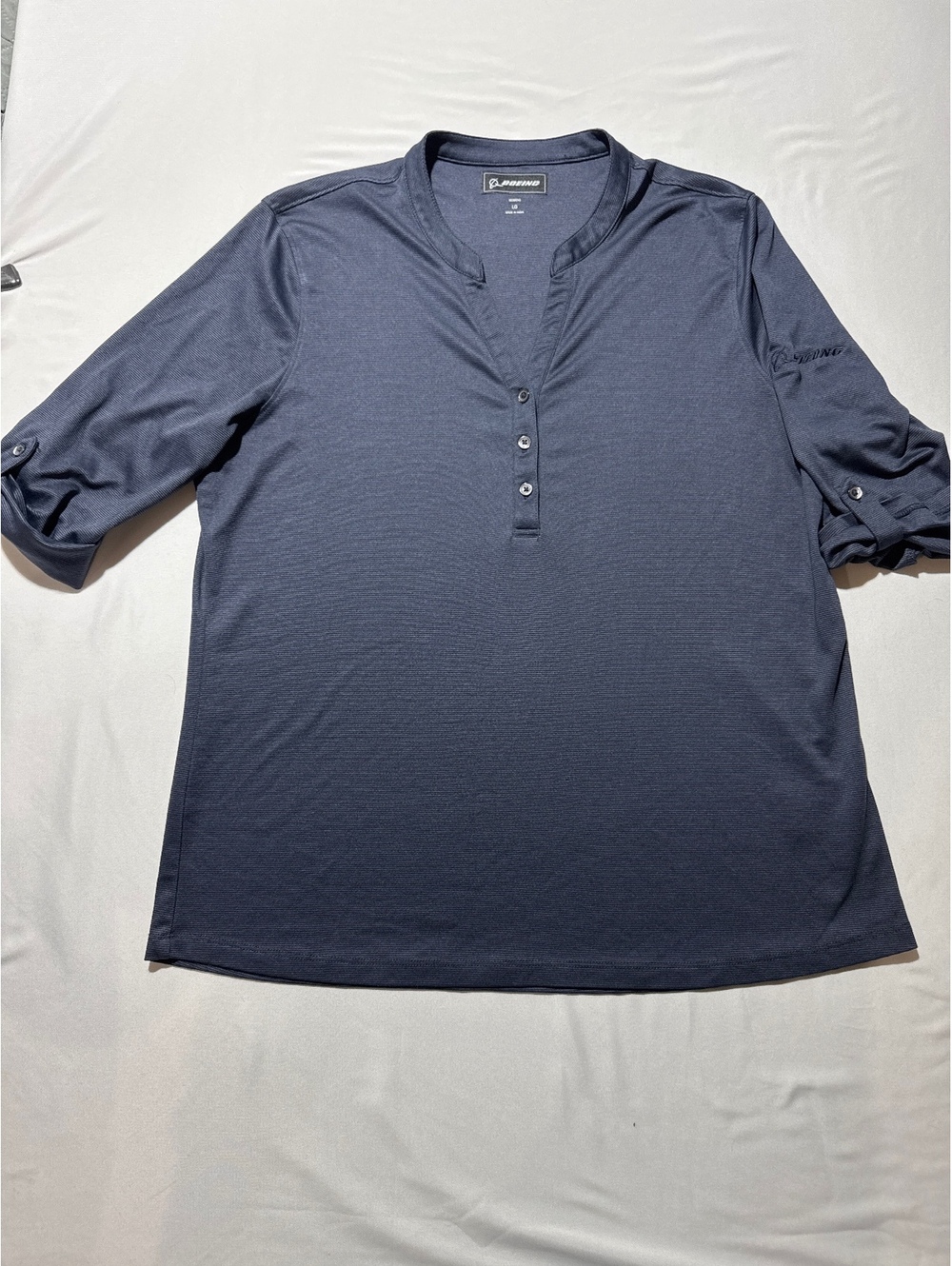 Boeing Aviation Women's Navy Blue 3/4 Sleeve Henley Shirt